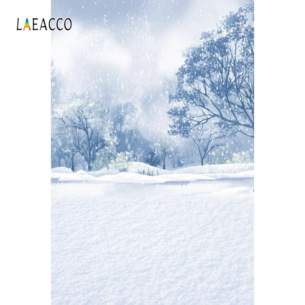 Laeacco Fantasy зима снег сосны живописные Детские фотографии фоны Индивидуальные фотографии для фотостудии