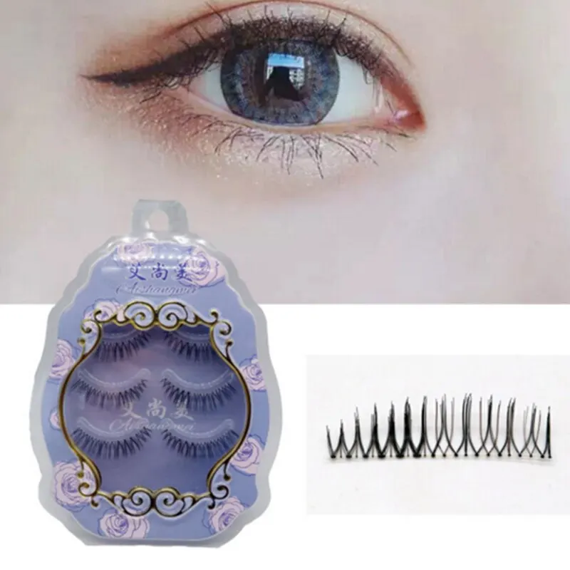 4/3Pairs Natural Style False Eyelashes Makeup Ultra Light Air Lashes Extension Handmade Soft Upper and Lower Eyelashes