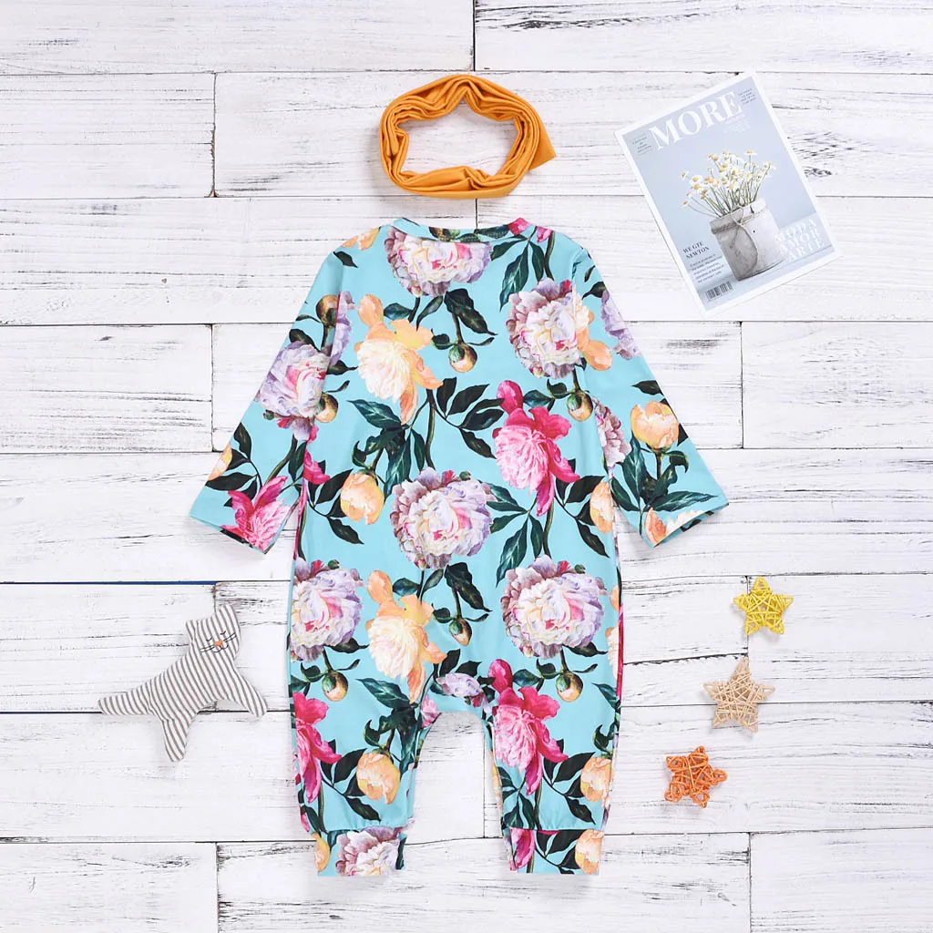 Комбинезон для новорожденных; зимняя одежда для маленьких девочек; комбинезон с оборками и цветочным рисунком для маленьких девочек; комплект одежды с повязкой на голову; ropa ninana# A20