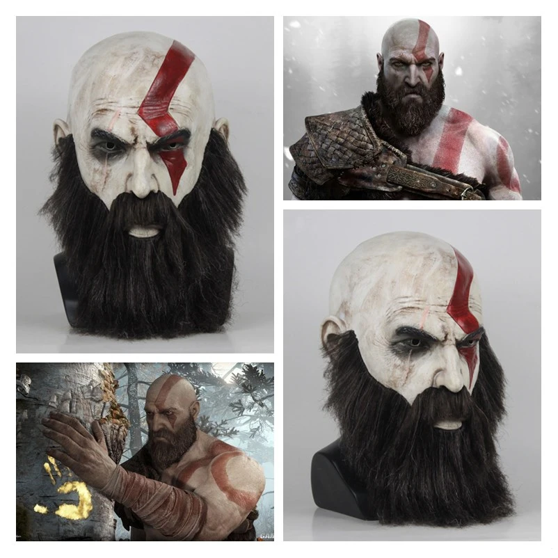 Новая игра God of War 4 Kratos Карнавальная маска детский взрослый полный шлем с бородой латексная маска вечерние Хэллоуин бутафория для маскарада