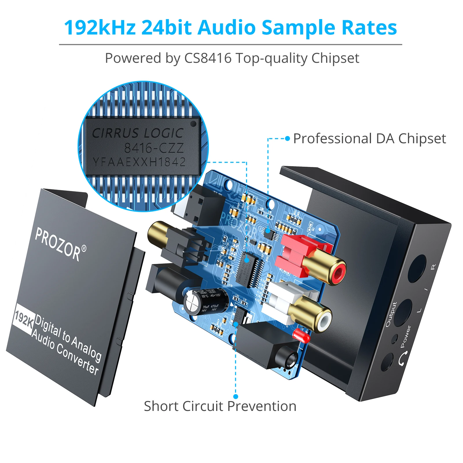 eSYNiC DAC Converter Coaxial Toslink to RCA Analog 3 5mm Headphone Jack Audio Adapter 192kHz Digital to Analog Audio Converter
