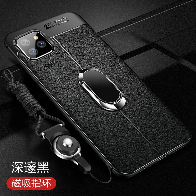 black Для Google Pixel 4 XL чехол, роскошный кожаный чехол с подставкой и кольцом, силиконовый защитный чехол на заднюю панель для pixel4 4XL - Цвет: black