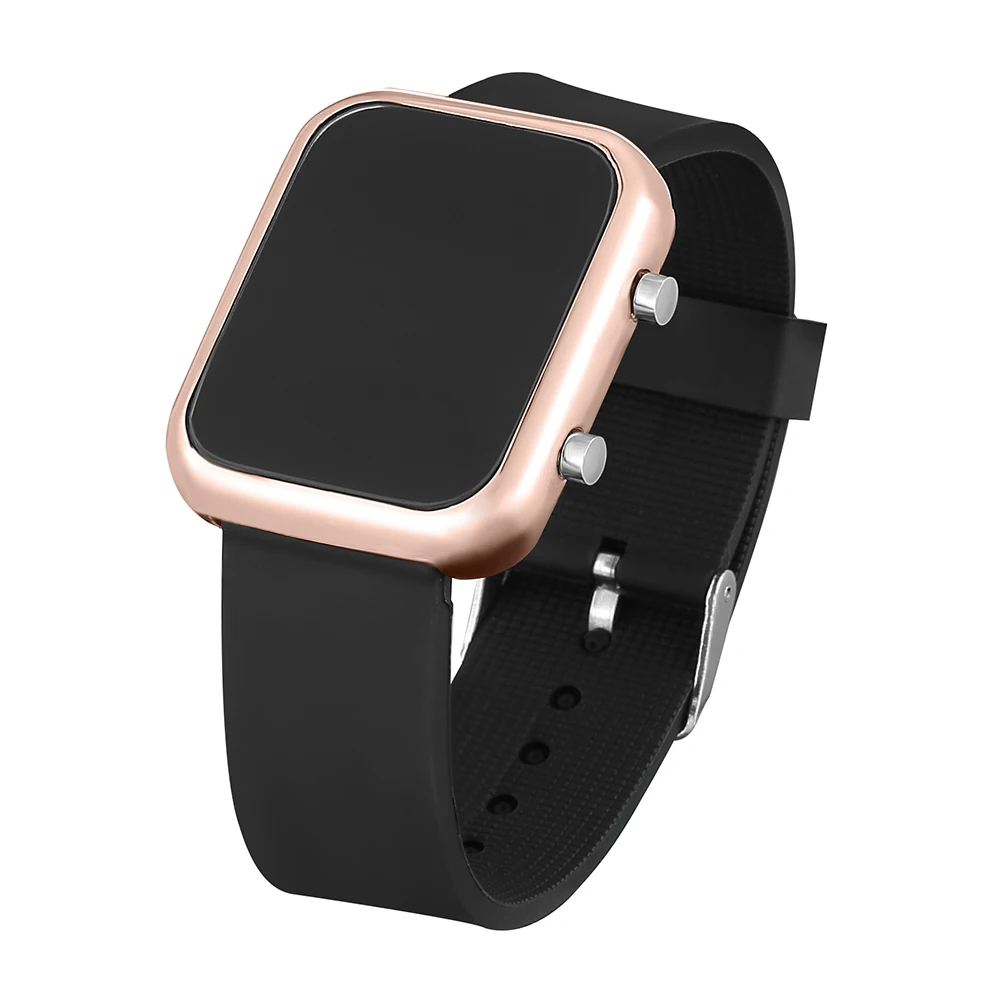 Rose gold Новинка, Брендовые женские часы, квадратные цифровые часы, силиконовые наручные часы, повседневные светодиодный часы, мужские наручные часы, женские электронные часы - Цвет: Rose gold