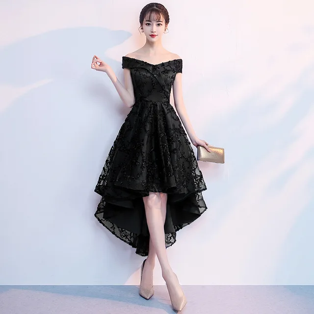 Short Front Long Back Evening Dress | Shoulder Formal Dress | Beaded Formal  Dresses - Evening Dresses - Aliexpress