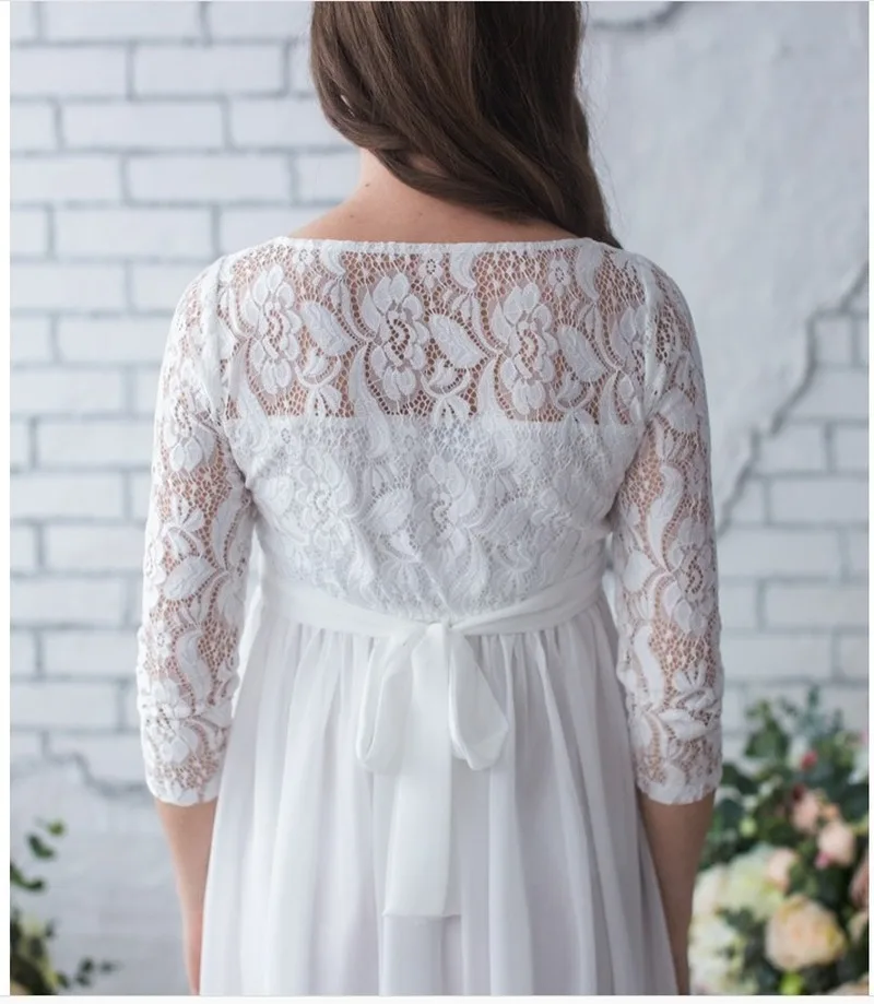 Casual maternity dress European and American sexy lace long sleeve stitching chiffon mop long pregnant women dress