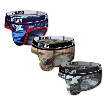 

3pcs/lot Sexy Underwear Men Breathable comfortable camouflage panties Jockstrap Briefs Men Bikini Gay Men Underwear Male OR187