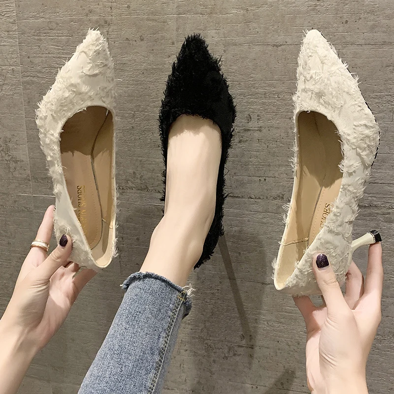 

Women Shoes 2019 Spring Pumps High Heels Pointed Toe Sandals Ladies Lace-up Latest Slip Om Shallow Mouth All-Match Women's