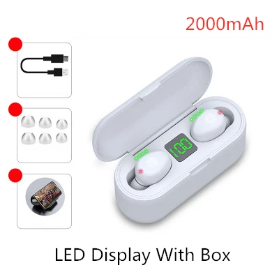 F9 LED Touch 2000 F9 TWS беспроводные наушники Bluetooth V5.0 беспроводные Bluetooth наушники светодиодный дисплей 2000 мАч power Bank гарнитура с микрофоном - Цвет: F9 LED Touch 2000