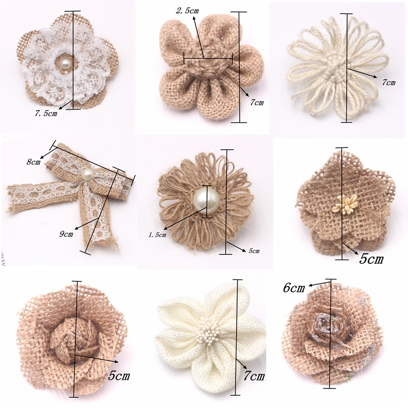 5 шт ручной работы джутовая Мешковина Роза лук свадебное украшение Мешковина DIY скрапбук ручной работы цветок рождественские украшения для дома