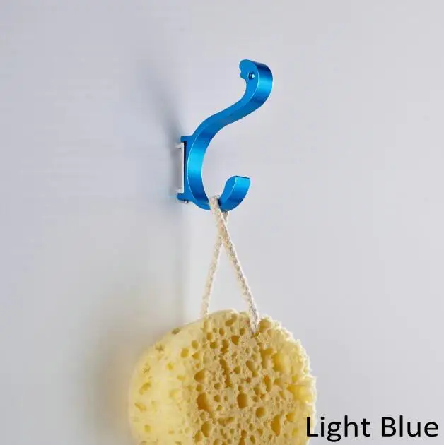 light blue Настенная алюминиевая отделка, яркие цвета, вешалка для одежды, полотенце, пальто, крючок для халата, декоративные крючки для ванной комнаты, JM-32 - Цвет: light blue