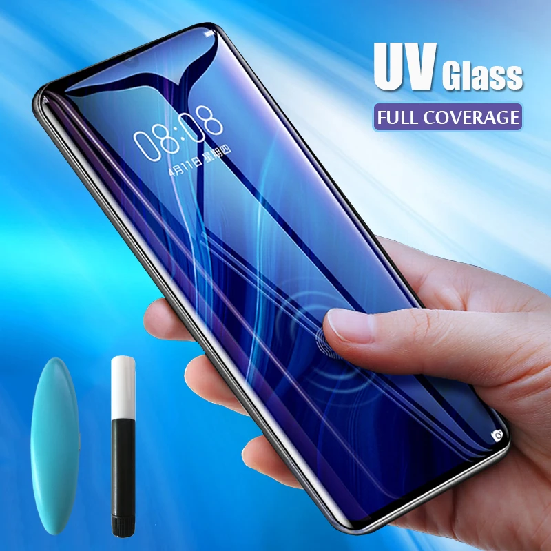 New S10 Screen Protector UV Liquid Full Glue Plus Glass 6D 9D For Samsung S10E S8 9 Note 8 S7 6 Edge Tempered | Мобильные телефоны