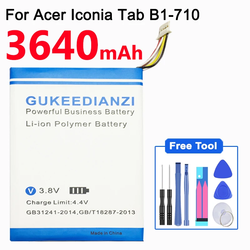 GUKEEDIANZI летучая мышь-715(с 4 кабелями) 3640mAh аккумулятор для acer Iconia Tab B1 B1-A71 B1-710 Замена литий-ионных аккумуляторов для сотового телефона