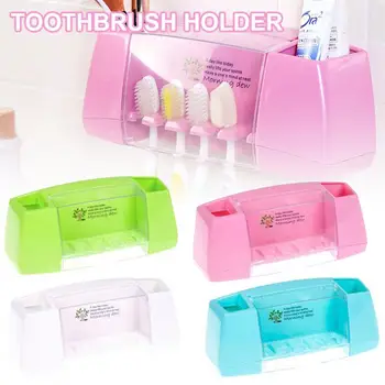 

High quality PVC Toothbrush Holder for Bathroom 5-slot Multifunctional Multi-color Wall-mounted Toothpaste Holder