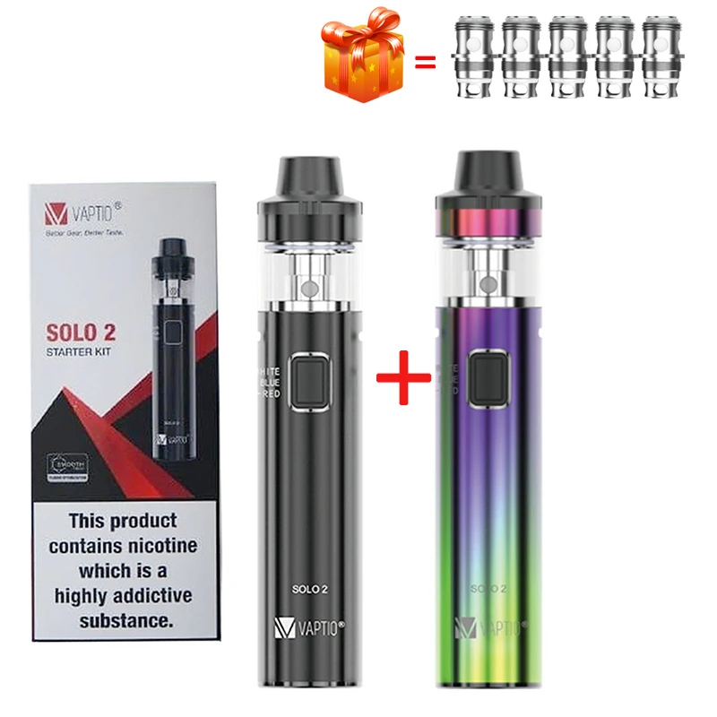 ¡Libre 5 PT1 bobinas 0.25ohm! Kit de vapeo Solo 2, KIT de iniciación con batería integrada de 3000mAh, vaporizador de cigarrillo electrónico de 2/4ml