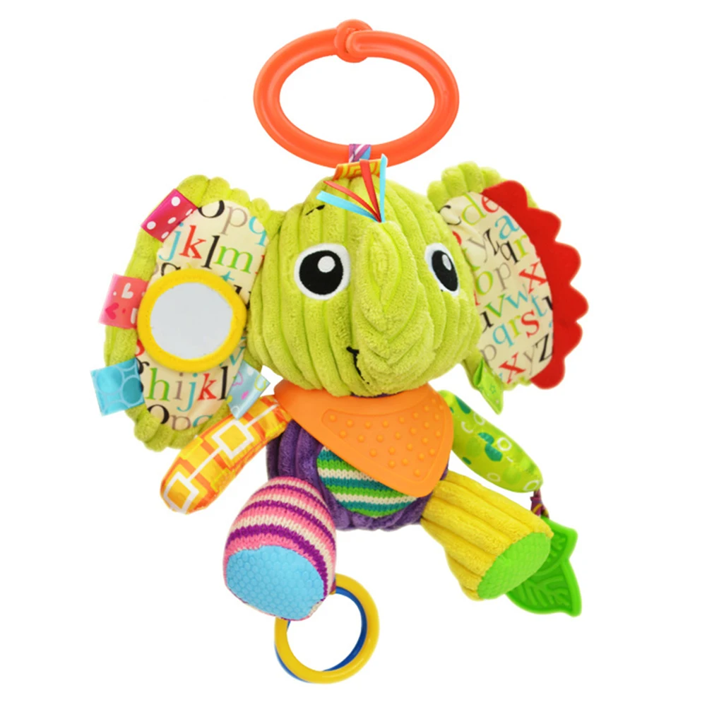 low cost  2020 new Cute Cartoon Animal Baby Crib Bed Stroller Hanging Ring Toy Squeaky Teether baby gifts