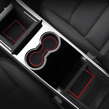 

Custom Fit Cup Door Center Console Liner Accessories for Tesla Model 3 2017 2018 2019 13 PC Set