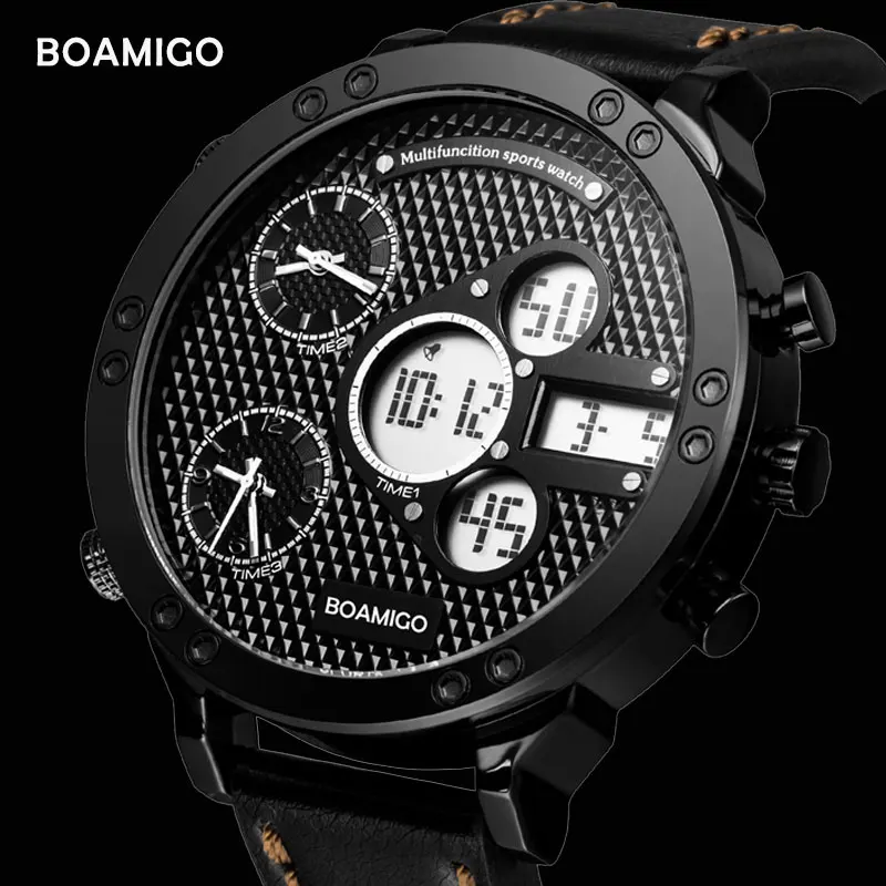 

BOAMIGO 2020 New Sport Watch Men Military Digital analog Quartz Chronograph Male Watch Waterproof Wristwatch