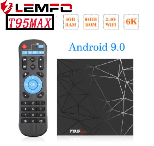 T95 MAX H6 Android 9 0 телеприставка quad cord Ethernet 100M 6K 4GB ram 64G 32G H.265 2 4G WiFi 3D HDR10 медиаплеер