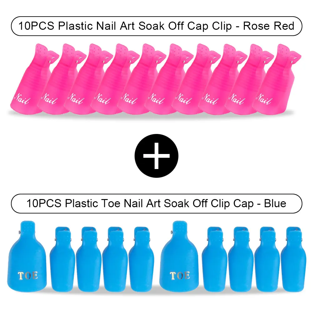 Blue Toe Rose red Hd Лак для ногтей Замачивание крышки Зажимы Пластиковые УФ-гель для ногтей Удаление обертывание для маникюра Инструменты для обезжиривания пальцев и пальцев ног высокое качество - Цвет: Blue Toe Rose red Hd