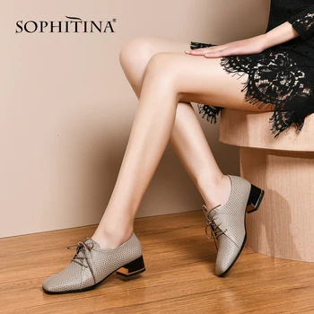 

SOPHITINA Lace-up Flats High Quality Genuine Leather Low Heel Latest Design Women Shoes Fashion Casual Low Heel Flat Shoes SO306