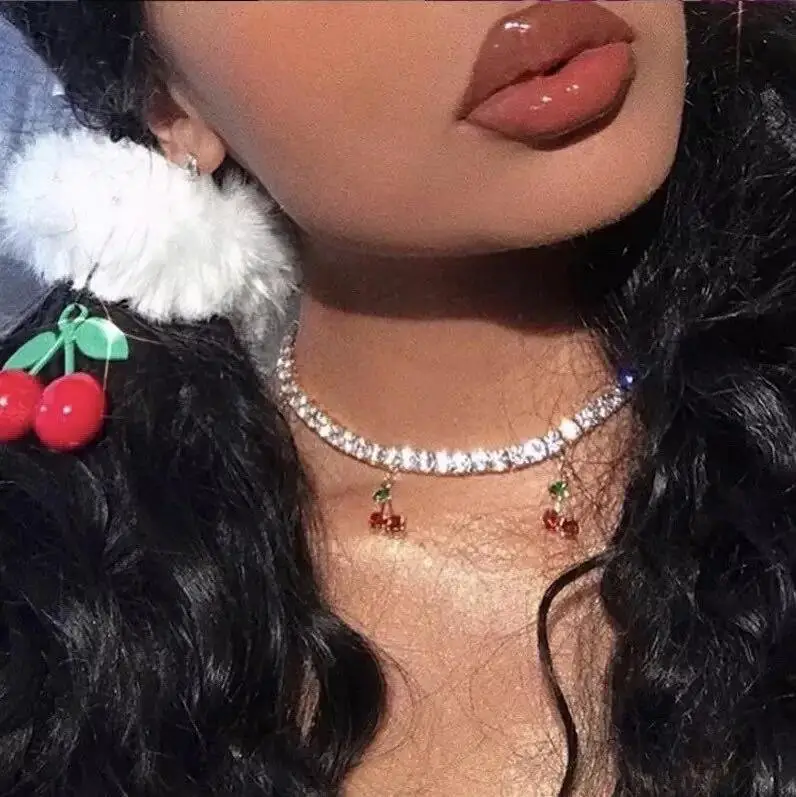 2021 Chokers 90s Bling Cherry Necklace Choker Style Chain Soft