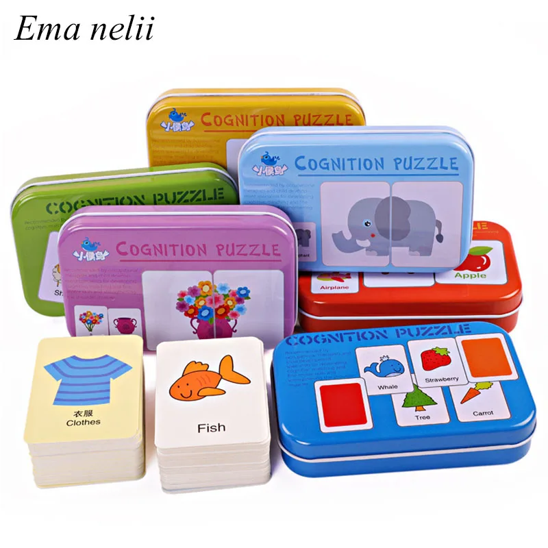 Baby Kids Cognition Puzzle Toys Children Cards Paper Matching Game Cognitive Card Vehicle Fruit Animal Life Set Pair Jigsaw Toy | Игрушки и