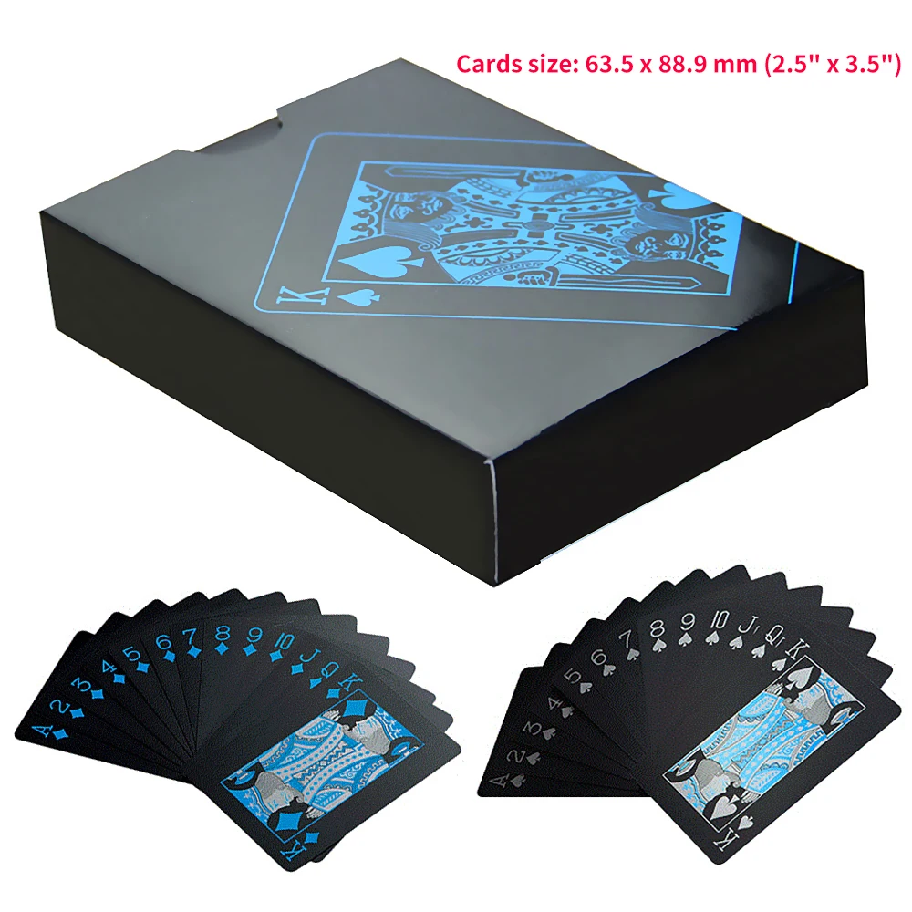 Citygirl 55 Pcs / Deck Poker Waterproof Plastic PVC Set Playing Cards Pure Black Regular