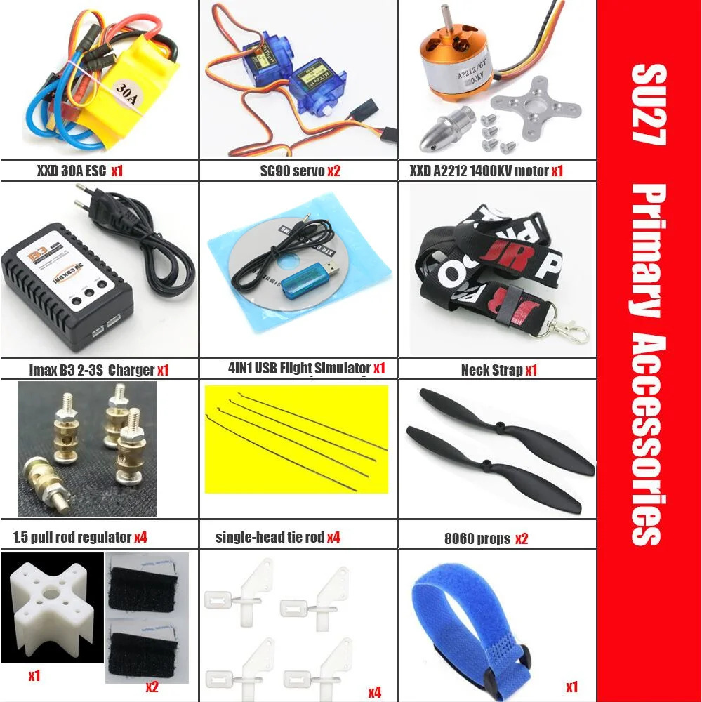 Fixed Wing Model Su27 RC Airplane With Microzone MC6C Transmitter with Receiver and Structure Parts For DIY RC Aircraft 5