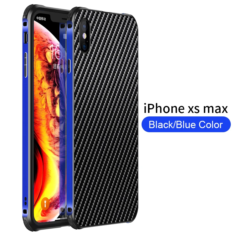 for XSMax Blue Тонкий чехол из углеродного волокна для iPhone 11 Pro Max X XS Max XR 7 8 Plus, прочный чехол с защитой от царапин, чехол Fundas - Цвет: for XSMax Blue