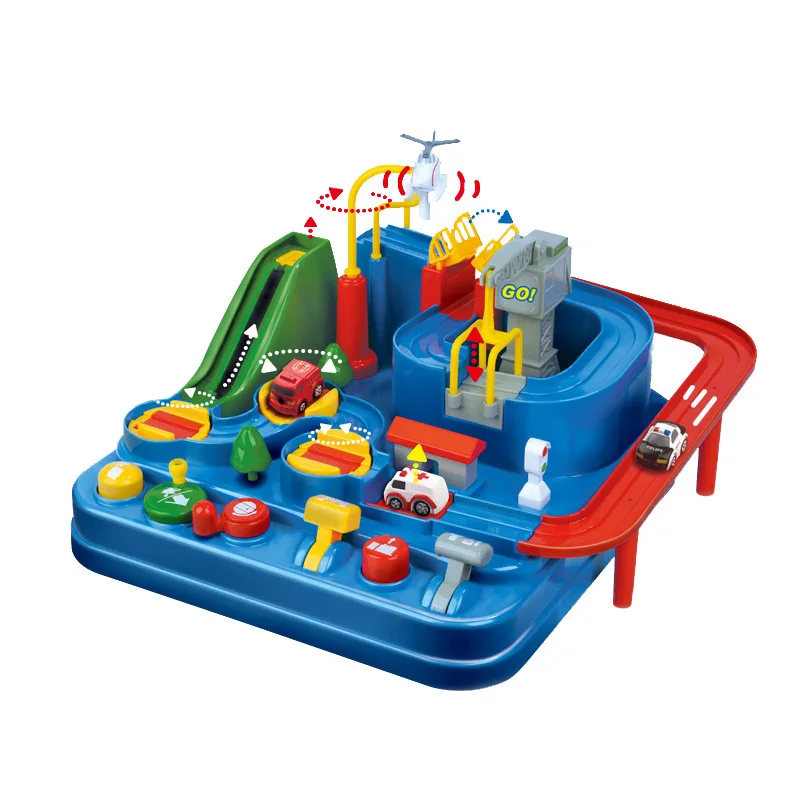 

Manual Car Adventure Track Toys for Children Educational Rescue Vehicles Adventure Toys Parking Lot Simulation Gift for Boy Chri