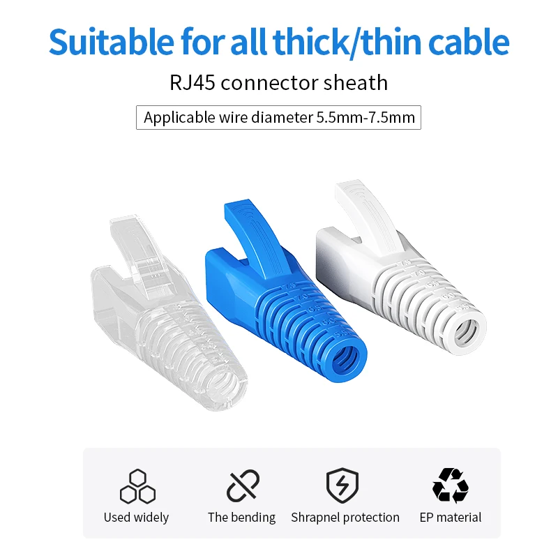 Cncob-capa de Proteção do Conector de Rede Tampa Rj45 Cat7 Cat6a Cat6 Cat5 100 Unidades Tamanho 5.57.5 mm - Imagem 6
