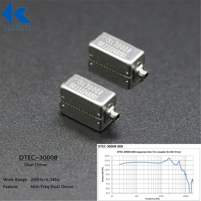

Knowles DTEC 30008 Balanced Armature Driver Dual Driver Receiver Speaker for Mid-Freq Hearing Aid or In Ear Monitor