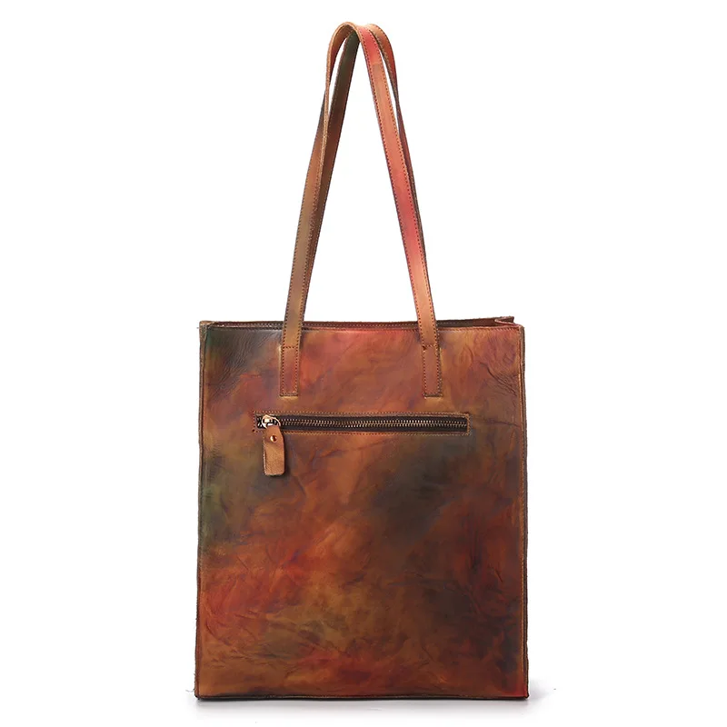 Retro WOMEN'S Leather Bags Handbag Large Capacity Entirely Handmade Rub Color Full-grain Leather Shopping Large Bag Retro WOMEN'S Leather Bags Handbag Large Capacity Entirely Handmade Rub Color Full-grain Leather Shopping Large Bag