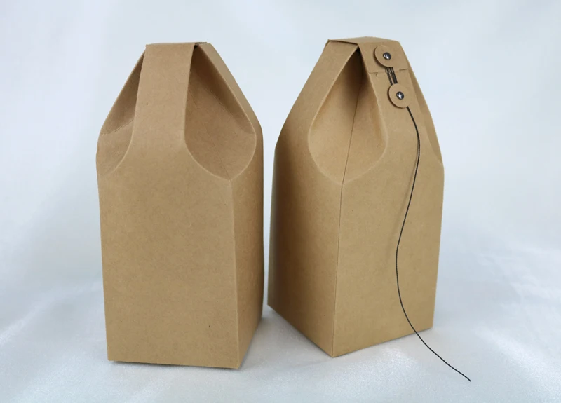 100pcs Kraft Paper Bag with Line Button,Khaki tea candy rice Bag Gift Box Package Birthday Party Decoration Bags with rope