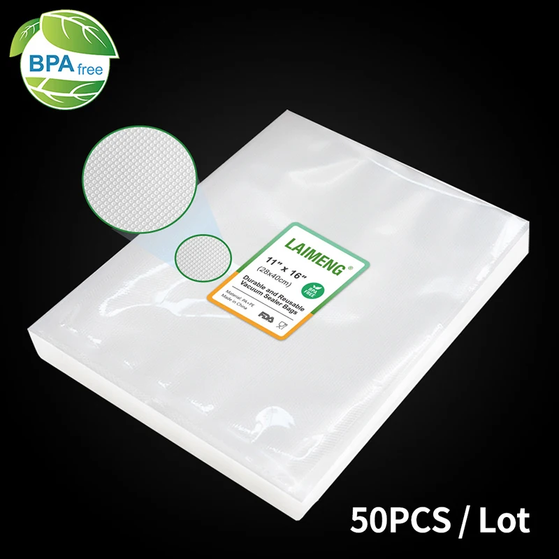 LAIMENG-bolsas de envasado al vacío para conservación de alimentos, sellador de Vac Sous Vide Vaccume, bolsa de almacenamiento precortada para envasado al vacío, P105, 50 bolsas