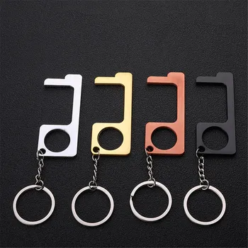 

Portable Press Elevator Tool Hygiene Hand Antimicrobial Alloy EDC Door Opener Door Handle Key Metal Keychain