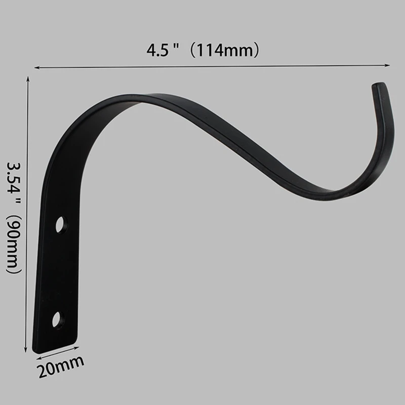 4.5 Inch Bending S Shape Wall Hanging Flower Pot Support Bracket Hook Iron Hanger Plants Holder Balcony Home Decoration