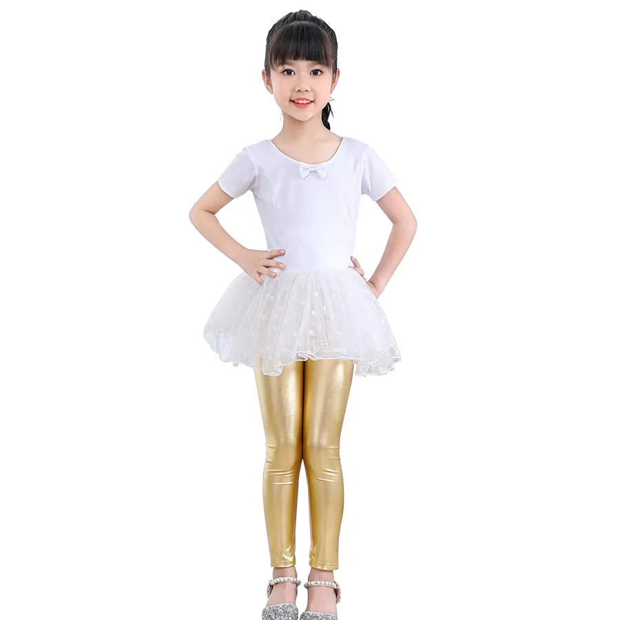 Spring And Summer Korean Star Metal Texture Children's Leggings Skinny Girls Pants Gold Silver Pants