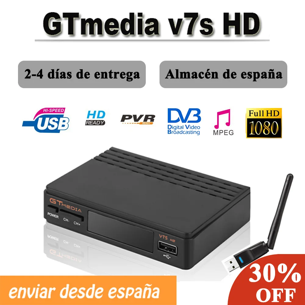 5 шт./лот gtmedia V7s HD цифровой рецептор обновленная версия 1080P FHD h.265 freesat v7 декодер без