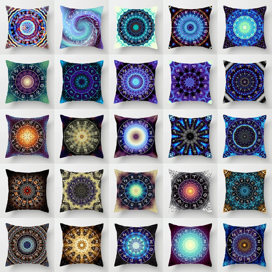 

Double-sided Printing Polyester Decorative Pillows Case Constellation Mandala Cushion Cover Decoration Home Decor Accessories