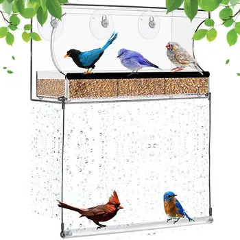 

Bird Feeder Outdoor Garden Acrylic Feeders Transparent Bird Cage For Pigeons Parrot Starling Pet Birds Feeding Devices