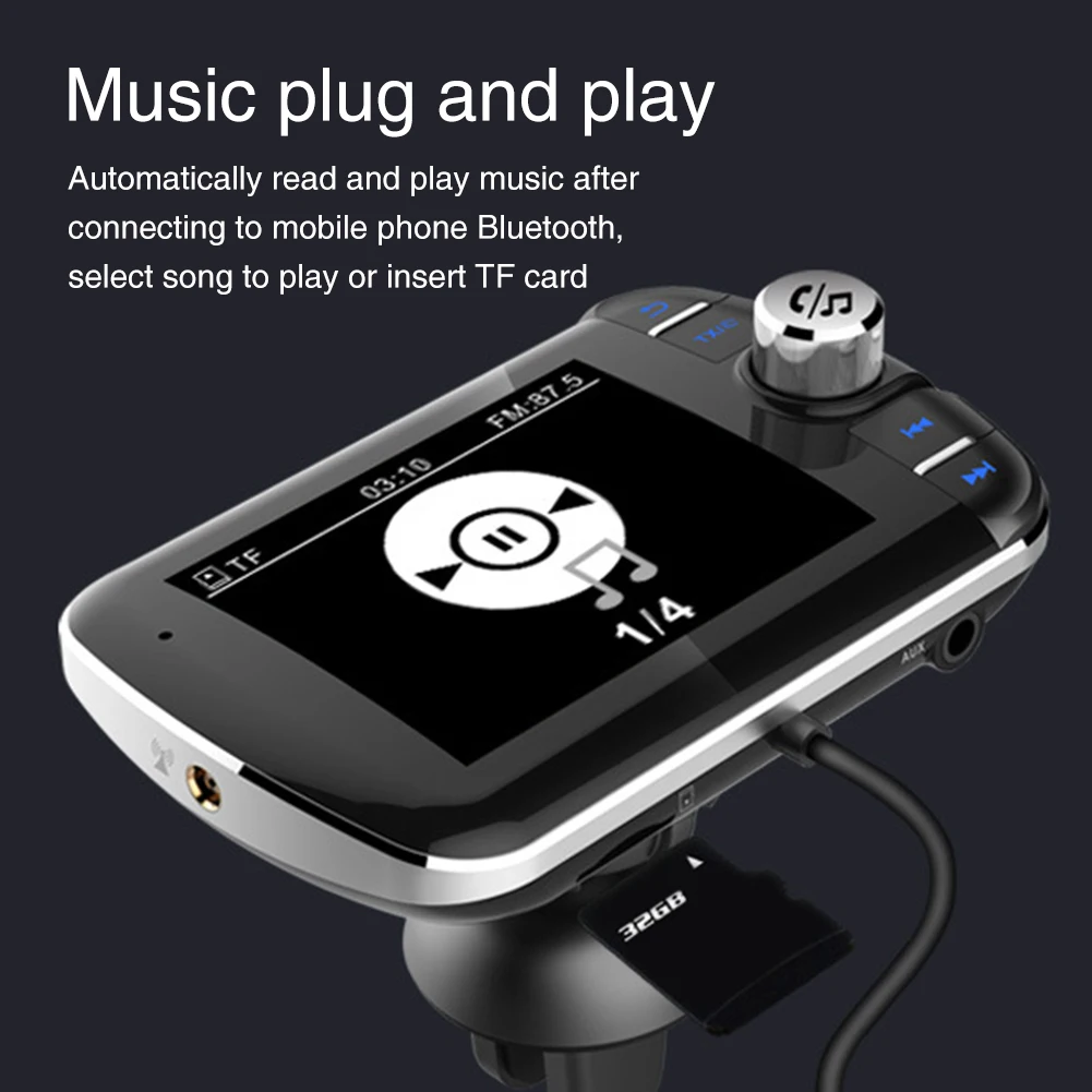 Автомобильный портативный fm-передатчик цифровой вещания ЖК-дисплей Bluetooth громкой связи Универсальный аудио Быстрая зарядка беспроводной