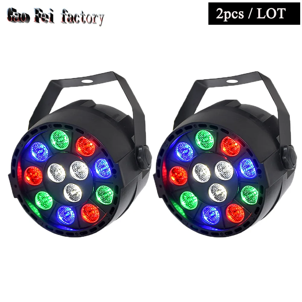 High Quality Flat Led Par Can 12X3W Rgbw Dj Disco Dmx Stage Lights Laser Beam Projector Lumiere Controller Equipment(2Pcs/Lot) | Лампы и