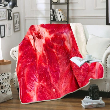 

Streaky Pork Printed Plush Throw Blanket Sherpa Fleece Bedspread Sofa Blankets For Beds Square Camping Picnic Soft Blanket