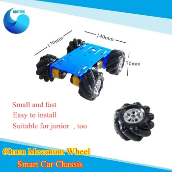 

60mm Mecanum Wheel RC Robot Car Chassis Smart Car DIY Kit With TT Motor, Plastic Wheel and Metal Frame High Speed, Small size
