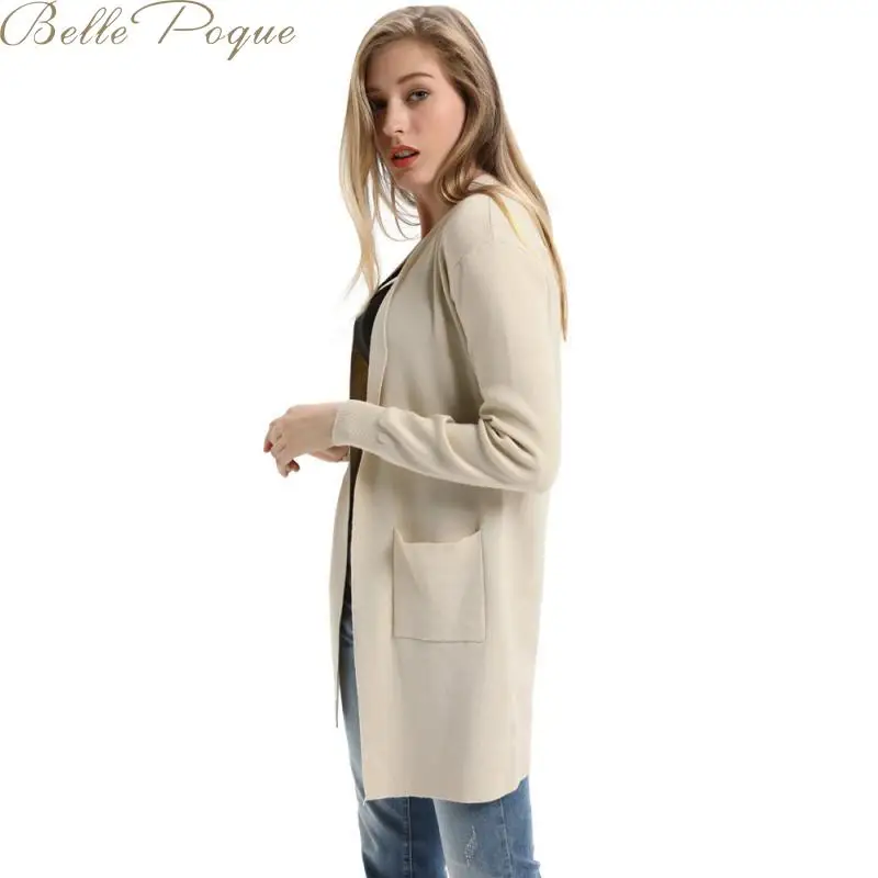 Belle Poque осень зима женский элегантный однотонный Вязаный Кардиган с длинным рукавом офисный женский свитер корейское Женское пальто