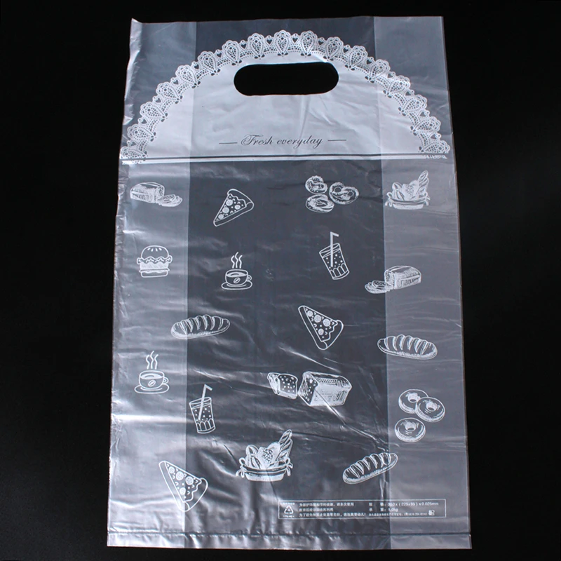 100 шт./упак. портативный пластиковый пакет белый кружевной дизайн хлебное печенье