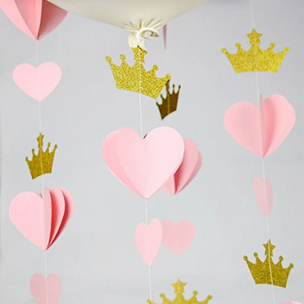 1 шт. подвесная Бумажная гирлянда в форме сердца + короны пентаграмма Цветочная