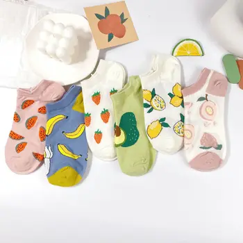 

New summer cartoon fruit cotton watermelon lemon strawberry banana avocado women Korean version of socks fashion street socks