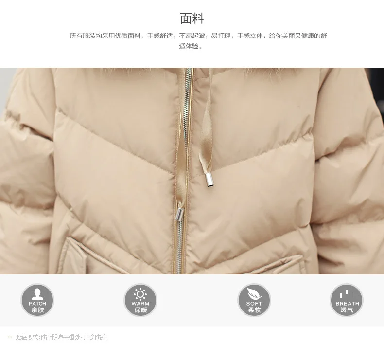 Down Jacket 80% White Duck down Winter Trend Simple Cool Long Sleeve Mid-length Solid Color Hooded Fashion